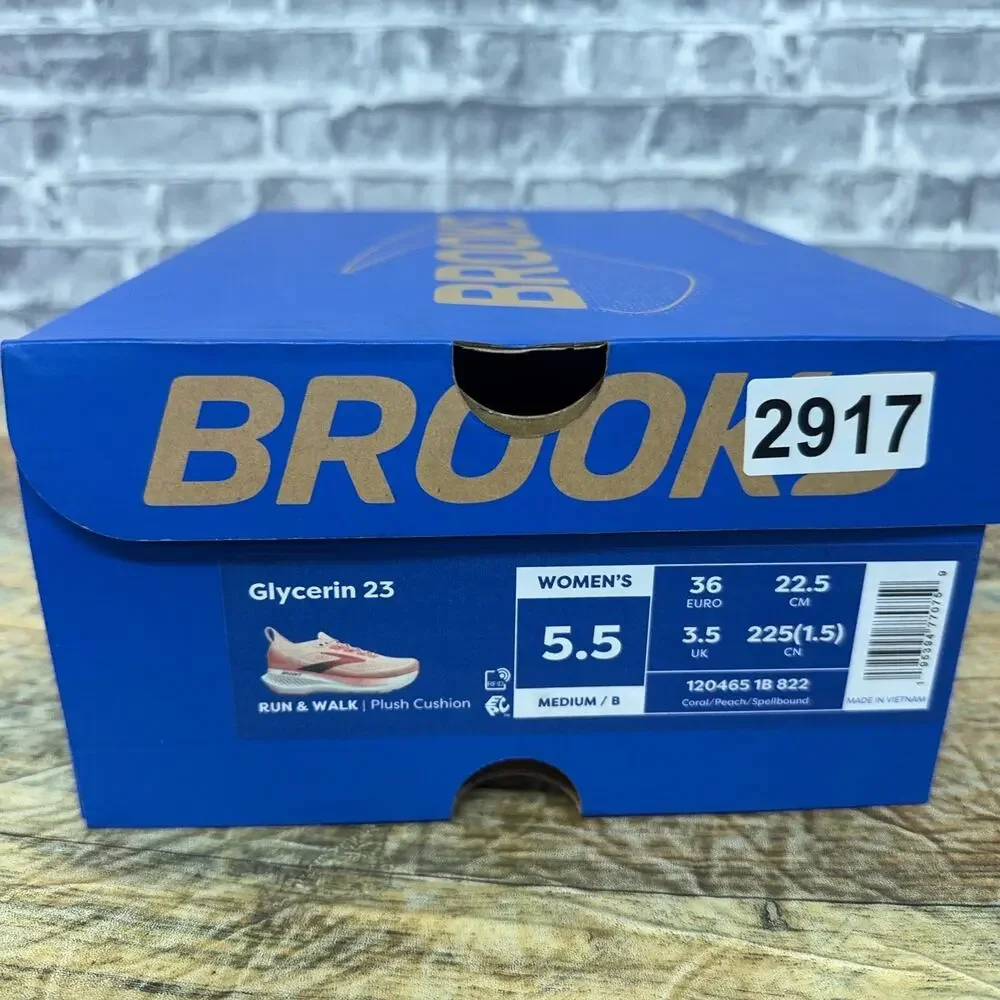 Brooks Glycerin 23 Coral Peach White Running Shoes 1204651B822 Womens Size 5.5